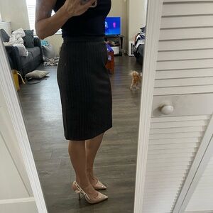 Carolina Herrera Black Pinstripe Pencil Skirt